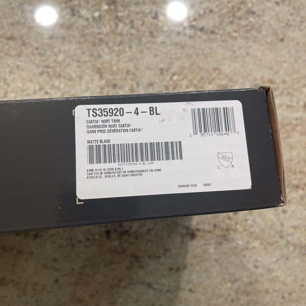Kohler Castia Rite-Temp Valve Trim, Matte Black -‎ TS35920-4-BL